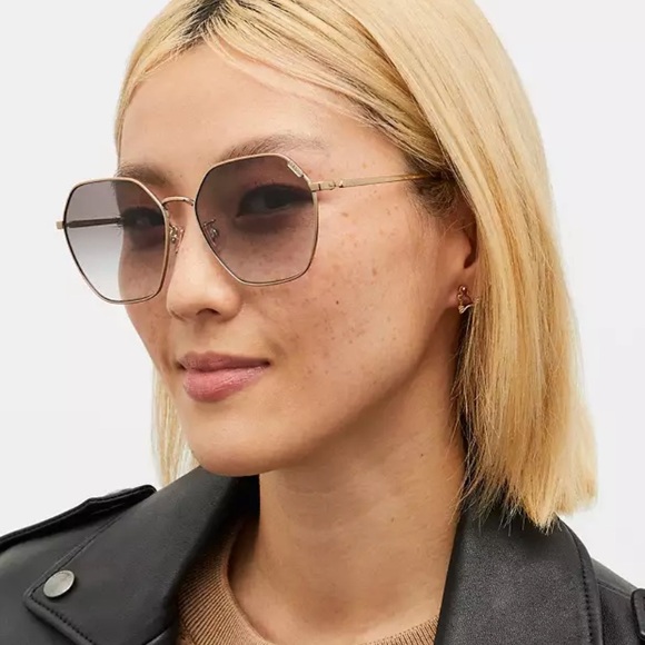 Coach Metal Hexagon Sunglasses - Picture 2 of 9